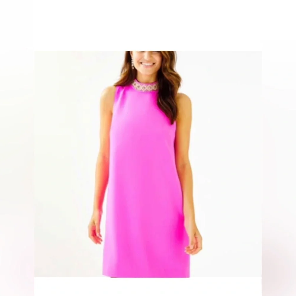 Lilly Pulitzer Hot Pink Embellished Shift Dress | Size 2